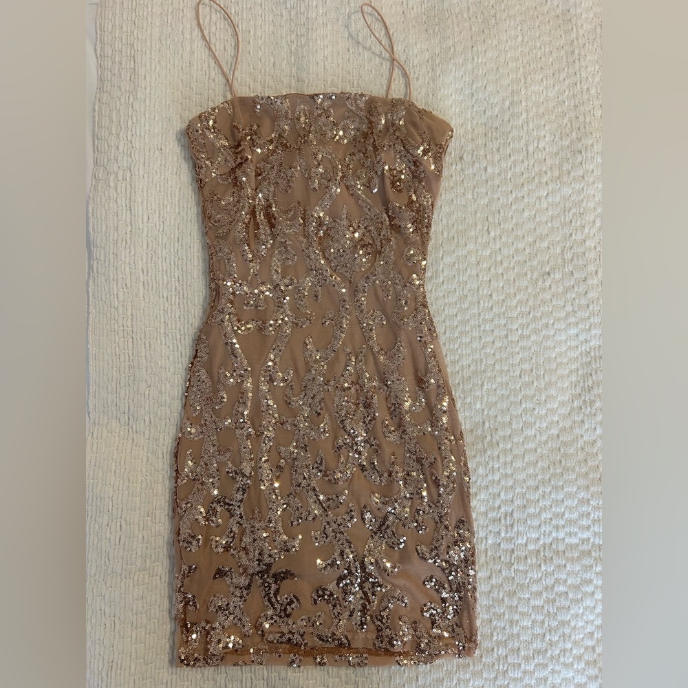 Windsor Tan Sequin Mini Dress